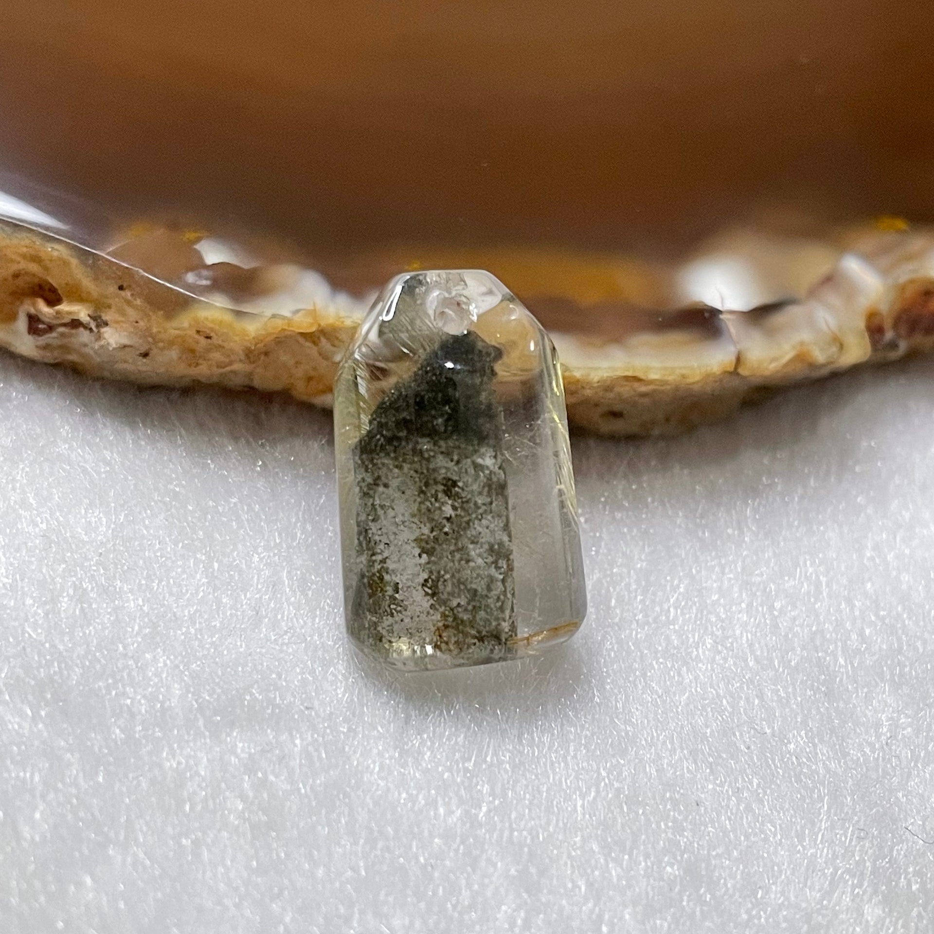 Natural Phantom & Golden Rutilated Quartz 2.8g 18.2 by 11.5 by 7.8mm - Huangs Jadeite and Jewelry Pte Ltd