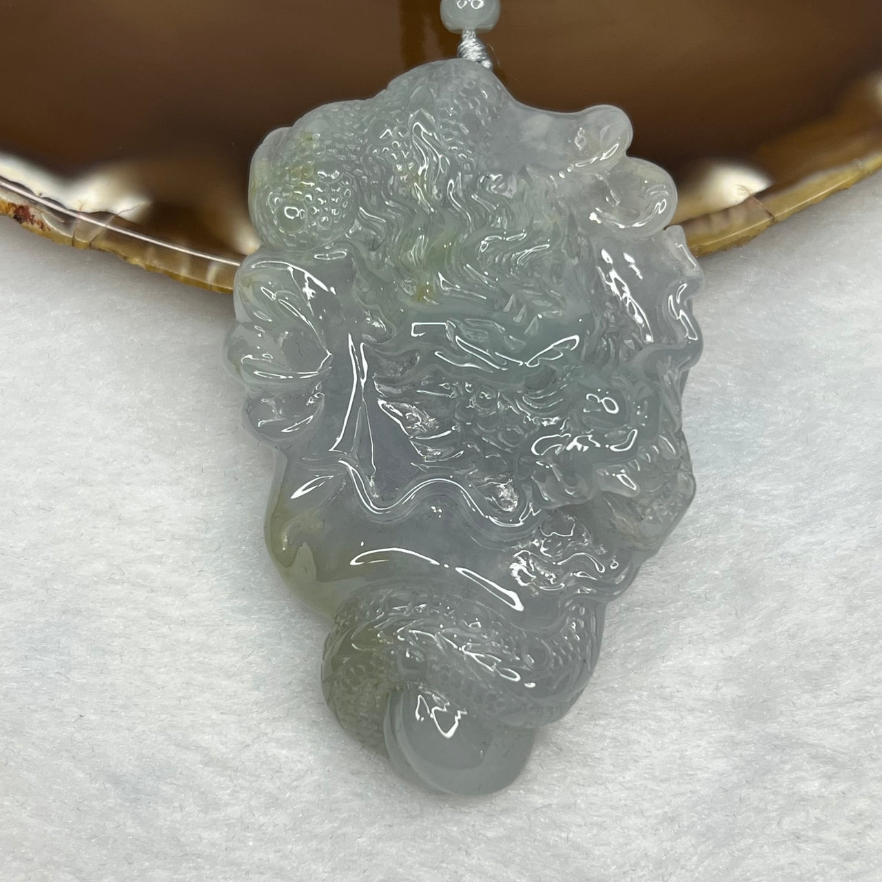 Grand Master Certified Type A Semi Icy 3 Colour Jade Jadeite Dragon Pendant 56.02g 68.6 by 44.5 by 14.9 mm - Huangs Jadeite and Jewelry Pte Ltd