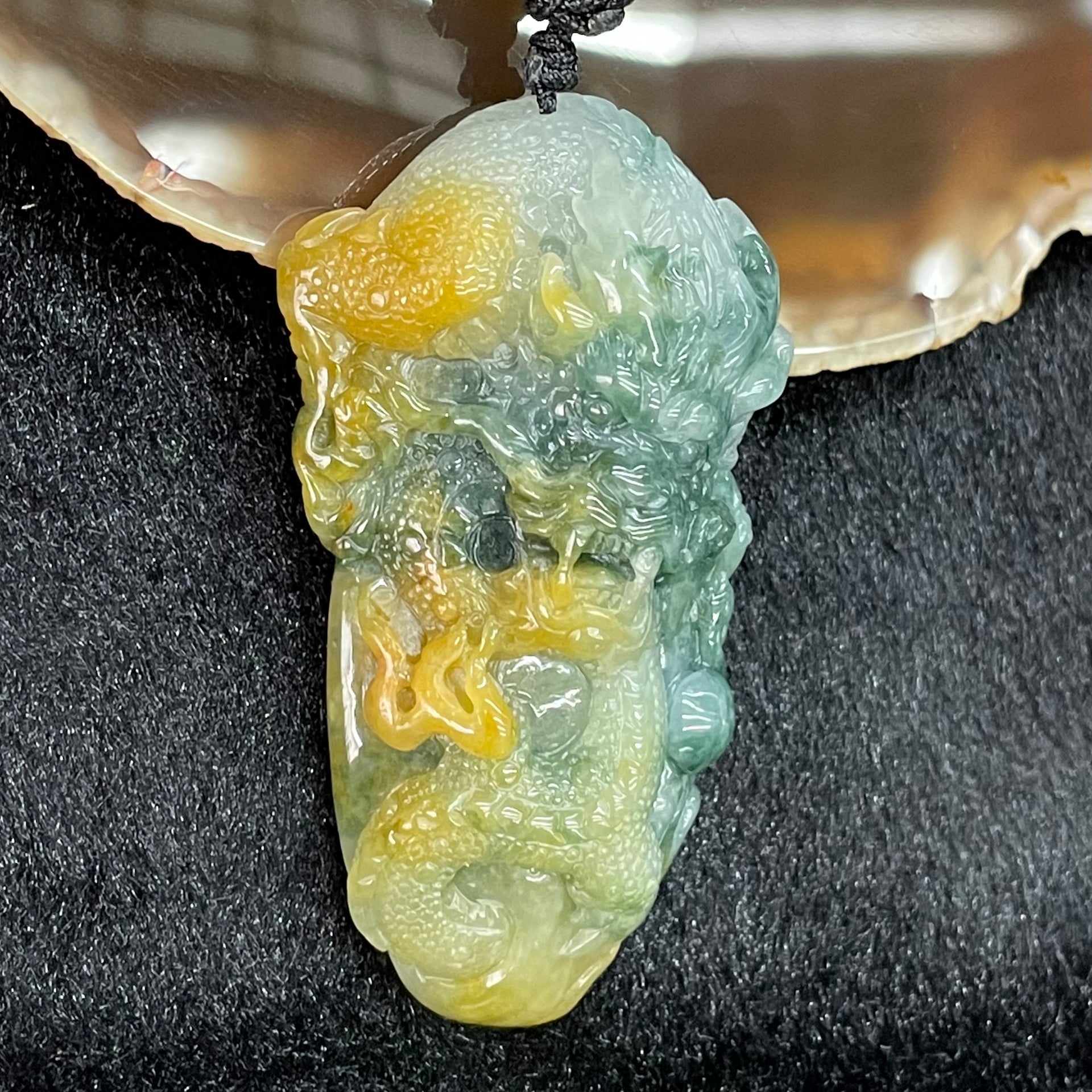 Type A Burmese Jade Jadeite Dragon Pendant - 49.86g 65.5 by 36.0 by 16.3mm - Huangs Jadeite and Jewelry Pte Ltd