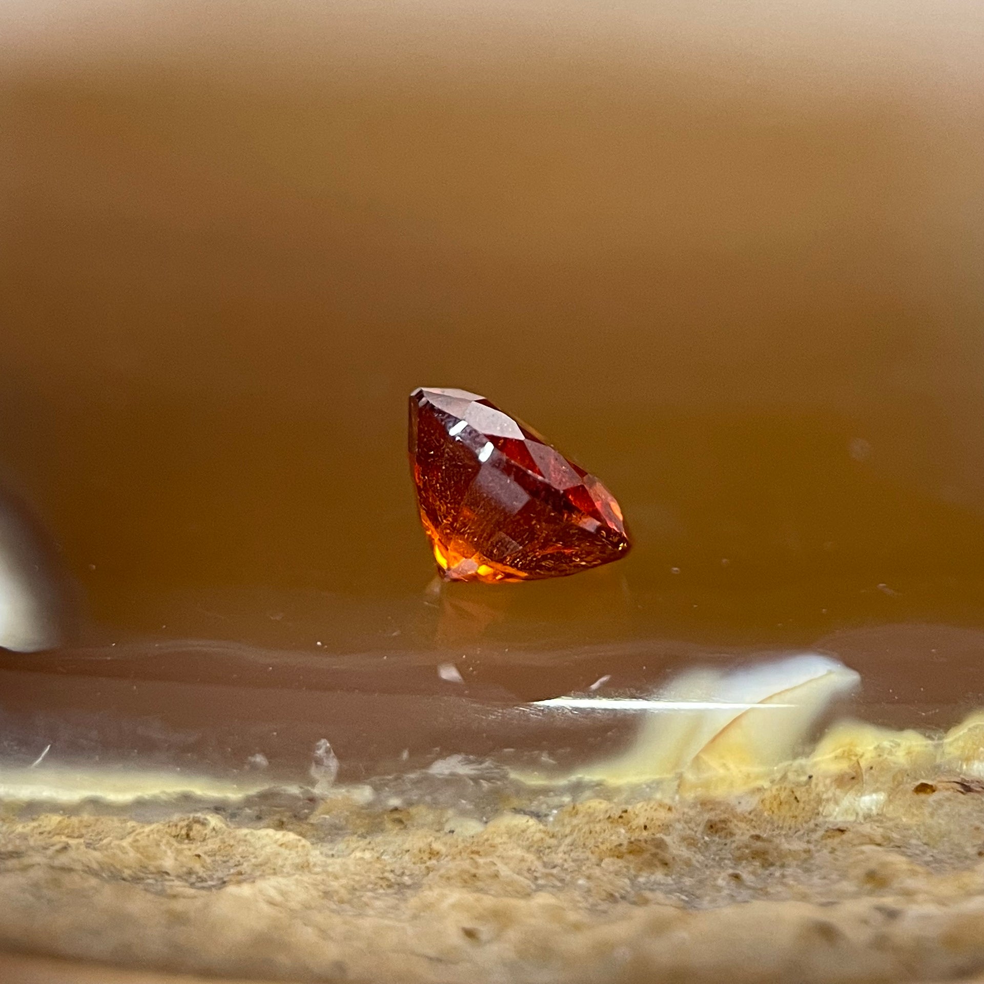 Natural Orange Red Garnet Crystal Stone for Setting - 0.80ct 5.2 by 5.2 by 3.4mm - Huangs Jadeite and Jewelry Pte Ltd