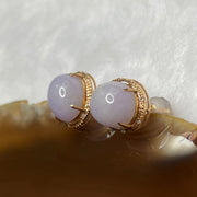 Type A Lavender Jade Jadeite Earrings 18k Rose Gold 2.74g 11.3 by 10.0 by 7.1mm - Huangs Jadeite and Jewelry Pte Ltd