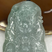 Type A Icy Green Jadeite Dragon Pendant 56.88g 74.0 by 42.4 by 9.6 mm - Huangs Jadeite and Jewelry Pte Ltd