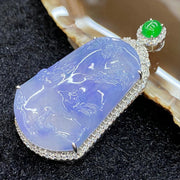 Rare High end Type A Burmese Lavender Jade Jadeite Shan Shui 18k white gold & diamonds - 13.78g 44.7 by 23.1 by 10.3mm - Huangs Jadeite and Jewelry Pte Ltd