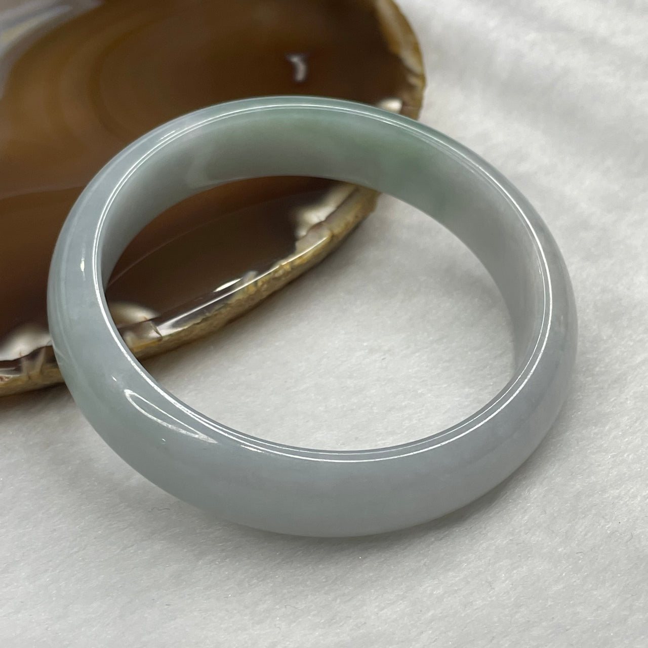 Type A Semi Icy Lavender and Green Jadeite Bangle (NO LINE) 55.55g inner diameter 58.7mm 14.0 by 7.2mm - Huangs Jadeite and Jewelry Pte Ltd