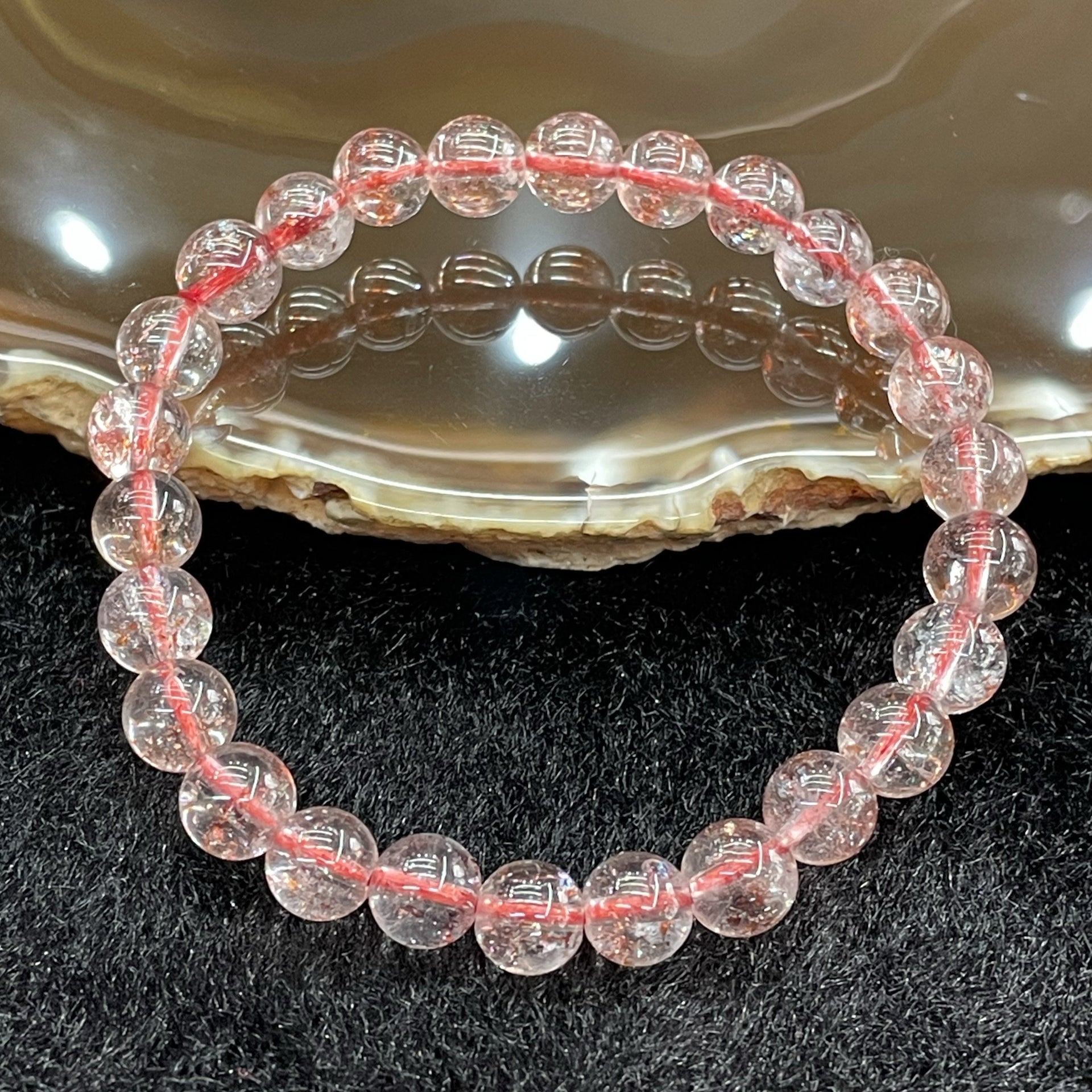 Natural Strawberry Quartz 草莓晶 Crystal - 26 beads 13.32g 7.4mm/bead - Huangs Jadeite and Jewelry Pte Ltd