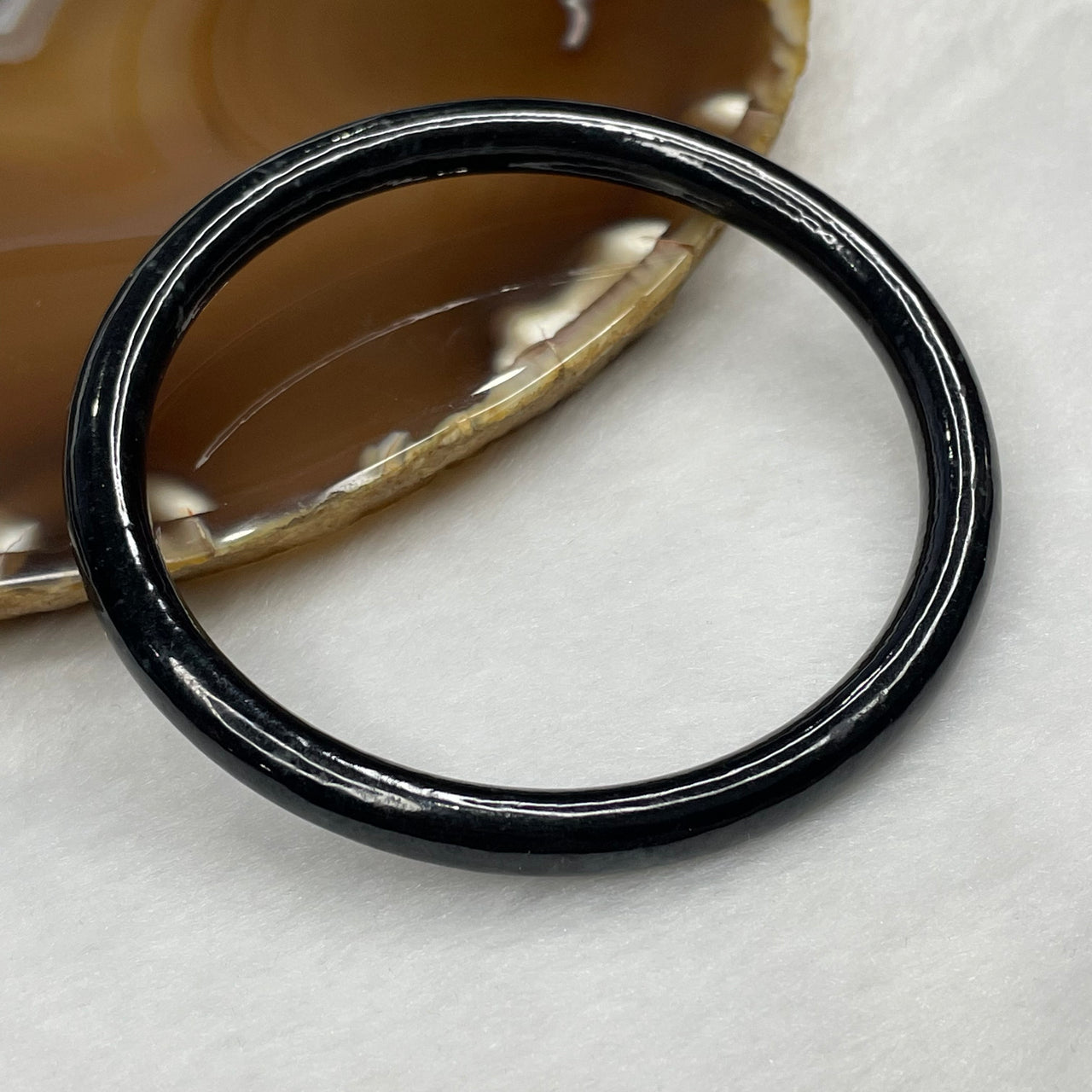 Type A Black Jadeite Bangle 21.11g inner diameter 60.2mm 6.2 by 6.2mm - Huangs Jadeite and Jewelry Pte Ltd