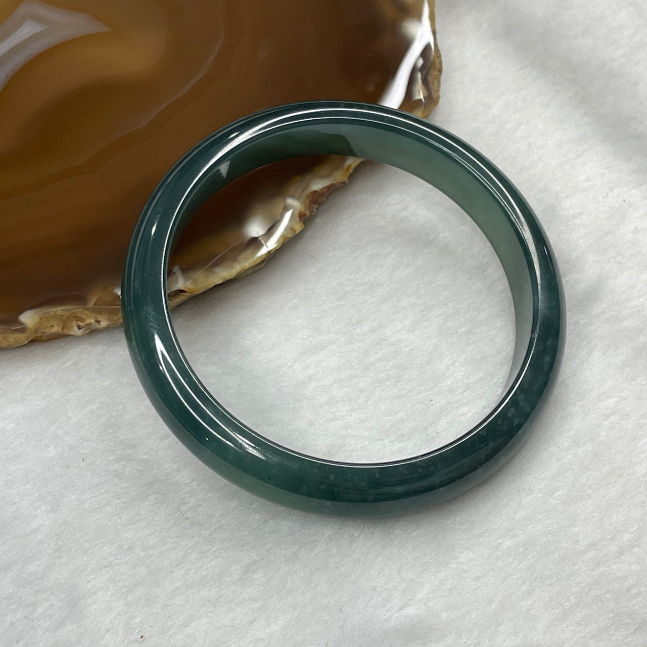 Type A Semi Icy Blueish Green Jadeite Bangle 51.83g inner diameter 62.1mm 11.8 by 7.5mm - Huangs Jadeite and Jewelry Pte Ltd