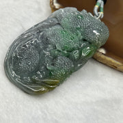 RARE Type A Semi Icy Grey, Spicy Green and Yellow Jade Jadeite Fishes 75.32g 75.0 by 47.1 by 8.8mm - Huangs Jadeite and Jewelry Pte Ltd