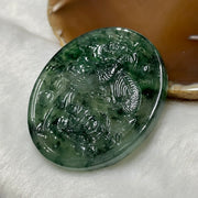 Type A Semi Icy Green Piao Hua Jade Jadeite Magpie 26.11g 51.8 by 51.8 by 4.6mm - Huangs Jadeite and Jewelry Pte Ltd