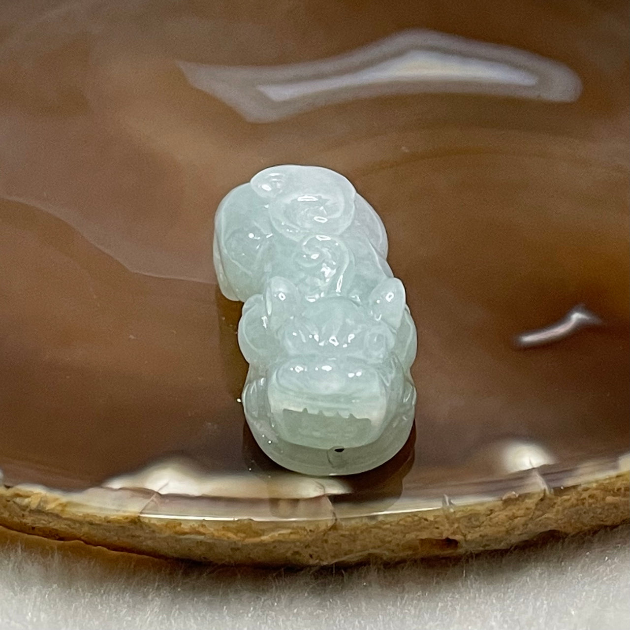 Type A Light Green Jade Jadeite Pixiu Charm - 18.25g 38.9 by 18.8 by 14.0mm - Huangs Jadeite and Jewelry Pte Ltd