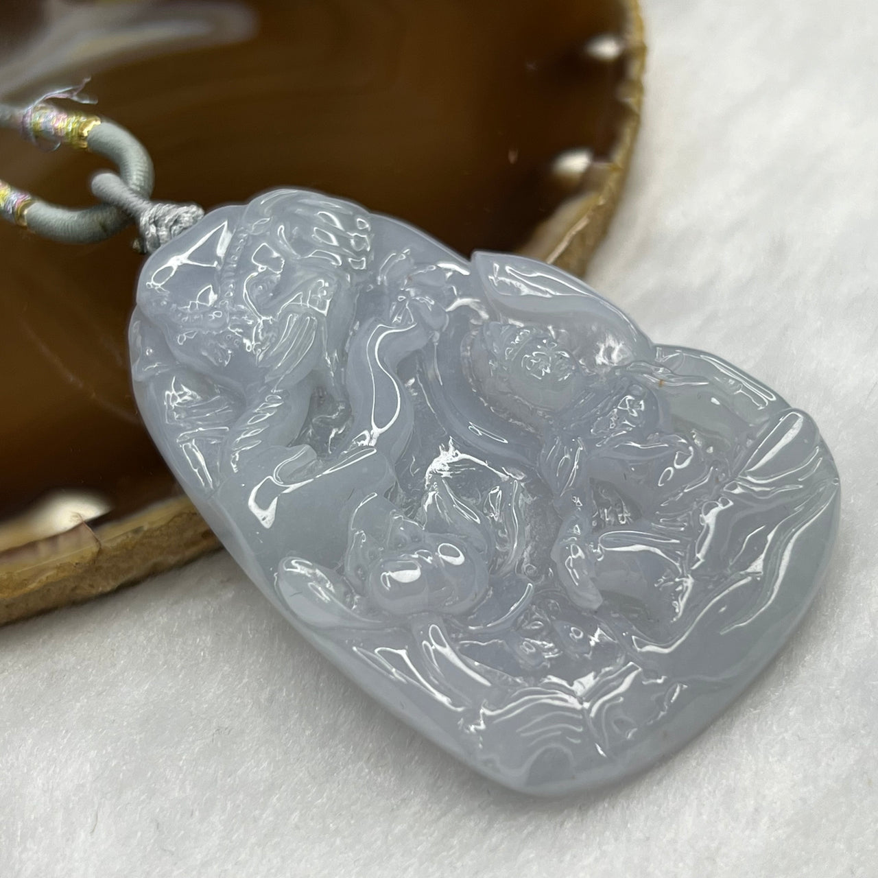 Type A Lavender Jade Jadeite Guan Yin and Elephant Pendant - 61.50 g 61.5 by 42.9 by 11.6 mm - Huangs Jadeite and Jewelry Pte Ltd