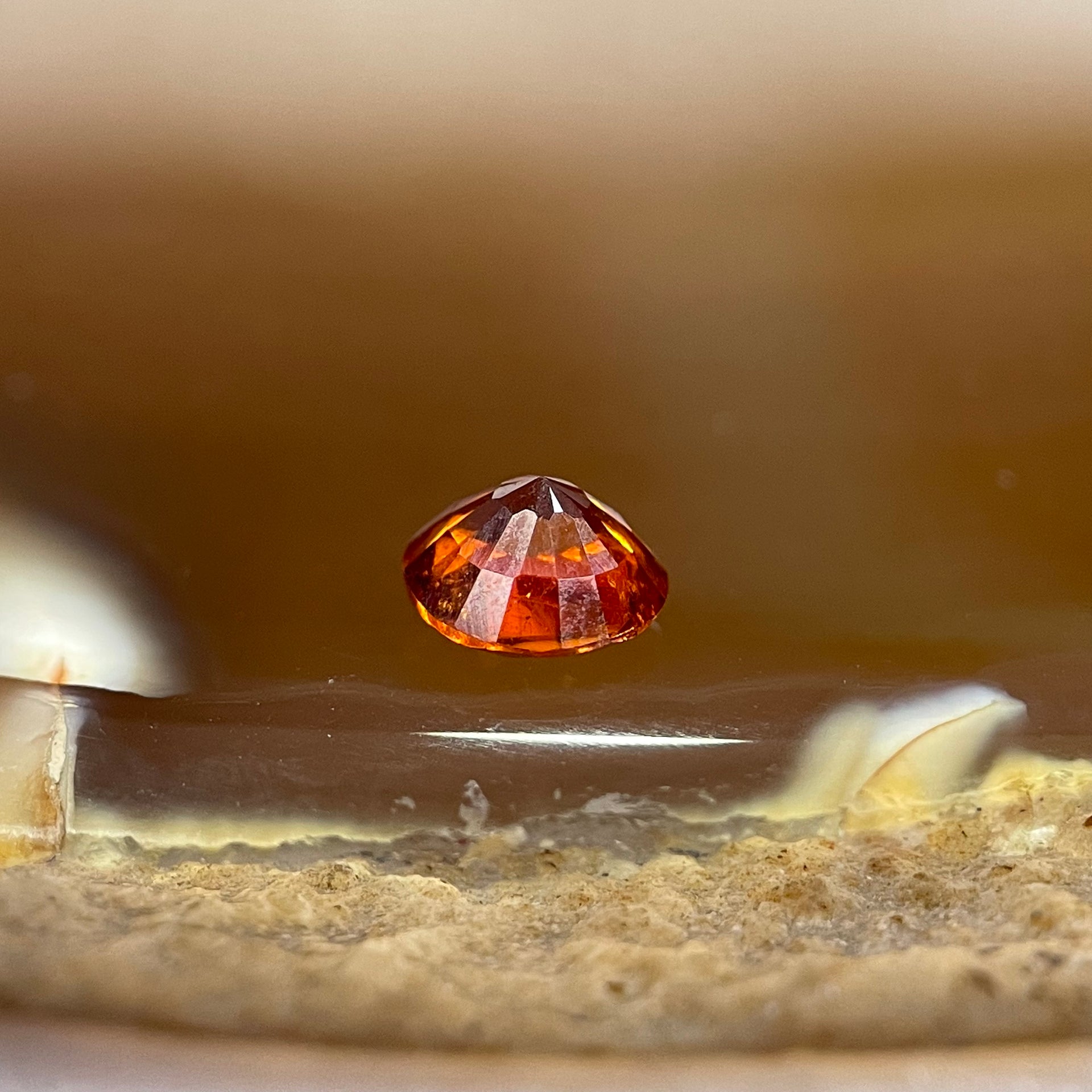 Natural Orange Red Garnet Crystal Stone for Setting - 0.70ct 4.9 by 4.9 by 3.1mm - Huangs Jadeite and Jewelry Pte Ltd