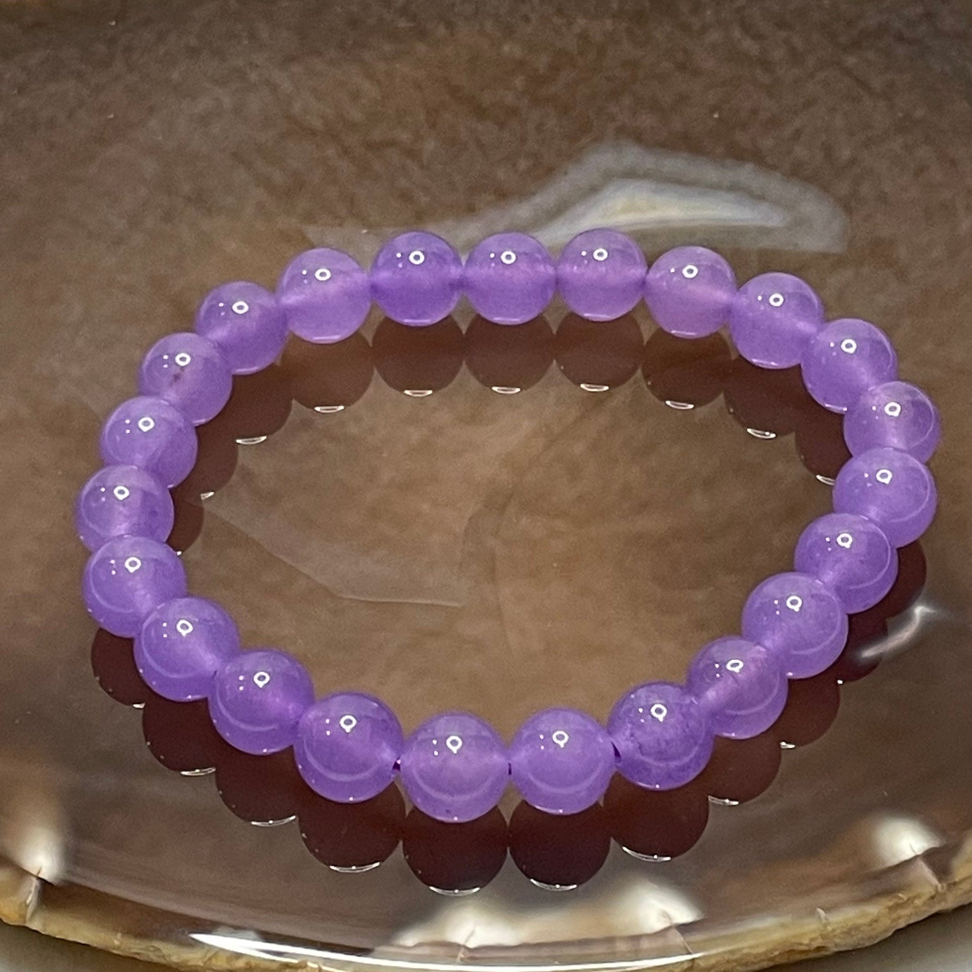 Natural Purple Crystal Beads Bracelet - 17.7g 8.3mm/bead 23 beads - Huangs Jadeite and Jewelry Pte Ltd