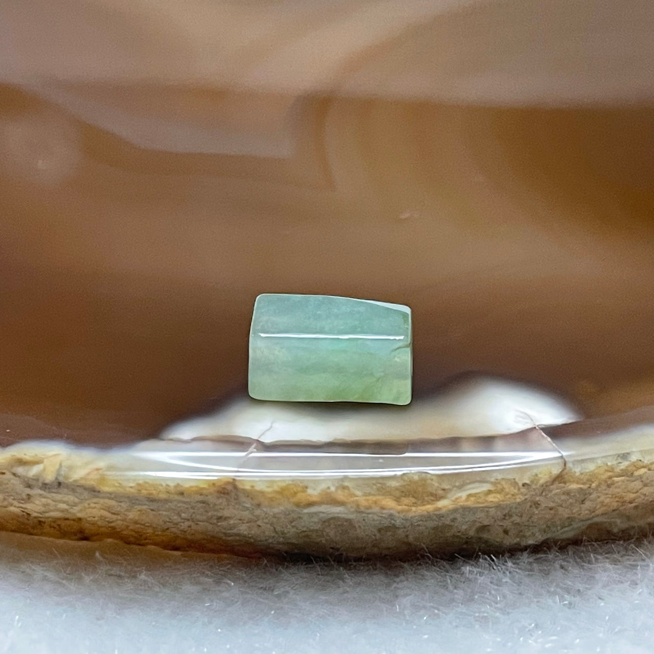 Type A Semi Icy Green Jade Jadeite Cuboid 0.56g 9.1 by 4.5 by 4.3mm - Huangs Jadeite and Jewelry Pte Ltd