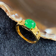 Type A Burmese Imperial Green Jade Jadeite Ring 18k yellow gold - 2.31g 7.8 by 6.1 by 3.3mm Inner diameter 17.2mm US6.75 HK14.5 - Huangs Jadeite and Jewelry Pte Ltd