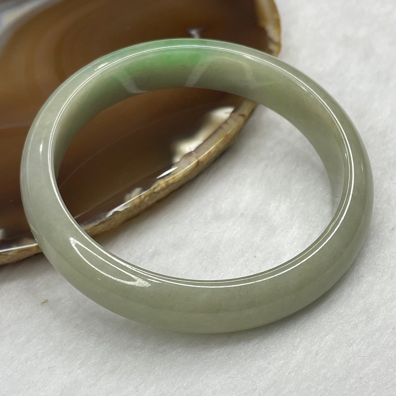 Type A Green Jadeite Bangle 48.32g inner diameter 57.9mm 12.5 by 7.1mm - Huangs Jadeite and Jewelry Pte Ltd