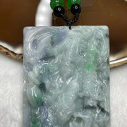 Type A Lavender & Spicy Green Jade Heibai Wuchang 黑白无常 Hell Gods of Wealth 85.91g 69.3 by 45.2 by 11.3mm - Huangs Jadeite and Jewelry Pte Ltd