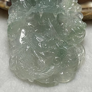 Rare Type A Icy Green Jade Jadeite Wealth Prosperity Dragon Pendant 35.02g 71.1 by 40.0 by 14.1mm - Huangs Jadeite and Jewelry Pte Ltd