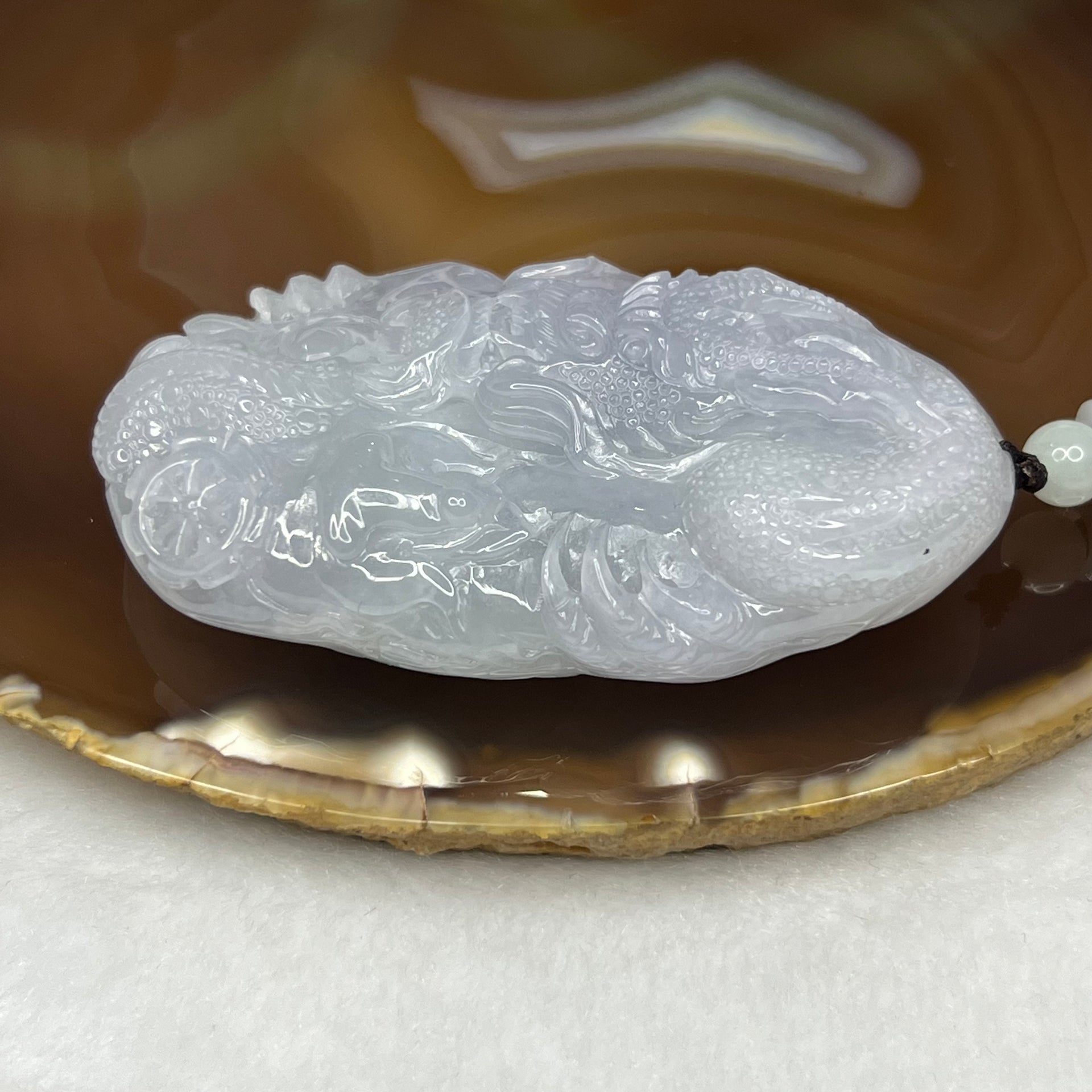 Type A Semi Icy Lavender Jade Jadeite Dragon Pendant 104.03g 71.2 by 42.8 by 17.4 mm - Huangs Jadeite and Jewelry Pte Ltd