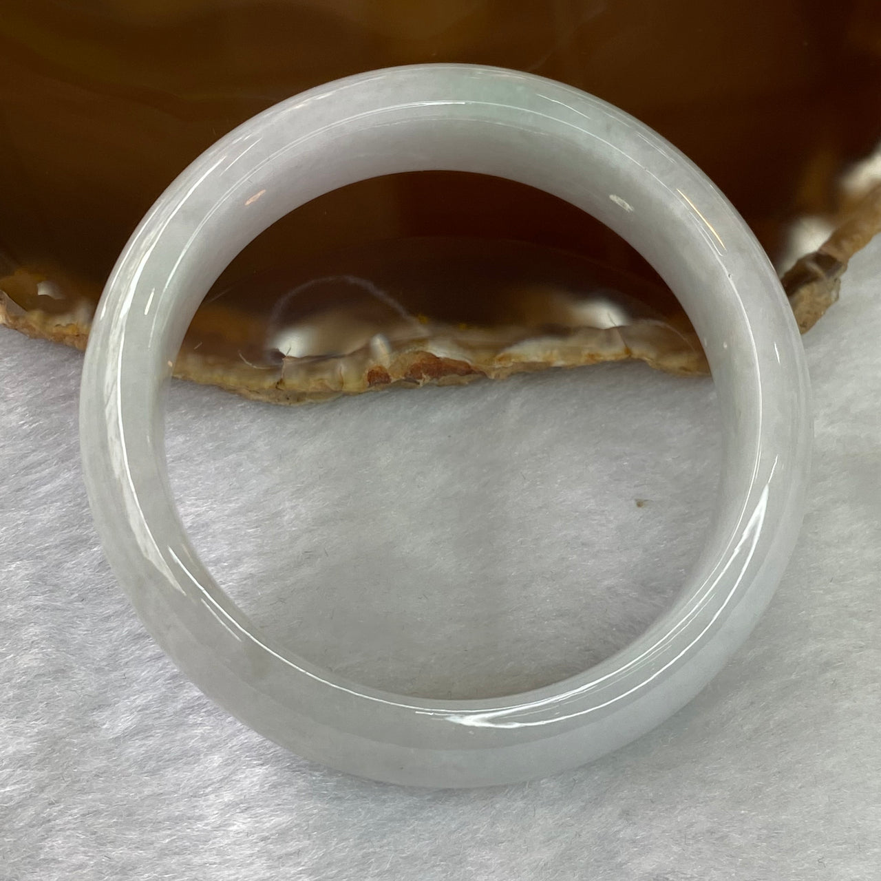 Type A Faint Lavender Green Jadeite Bangle 67.52g inner diameter 55.4mm 17.4 by 8.4mm - Huangs Jadeite and Jewelry Pte Ltd