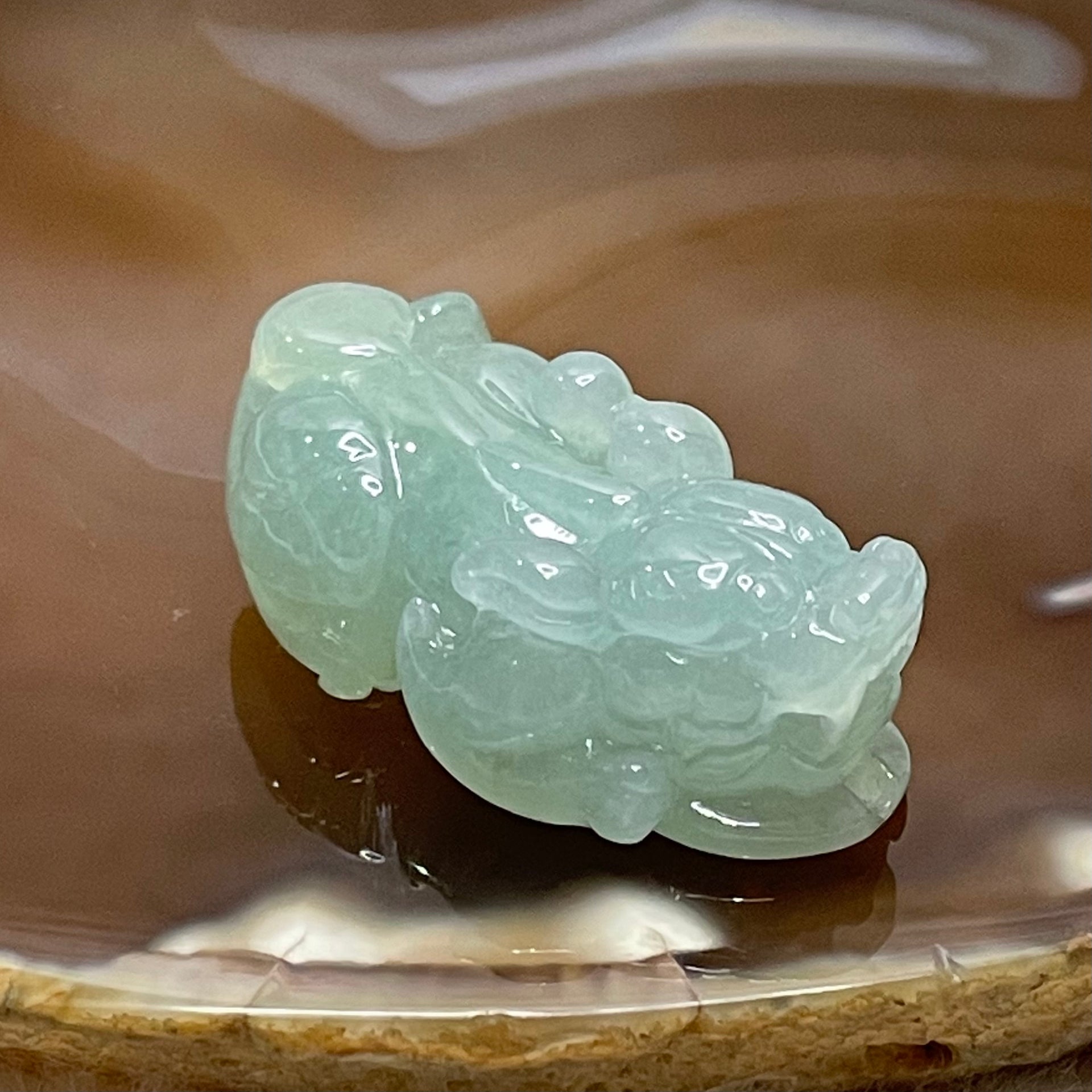 Type A Light Green Jade Jadeite Pixiu Charm - 15.43g 36.0 by 18.7 by 12.2mm - Huangs Jadeite and Jewelry Pte Ltd