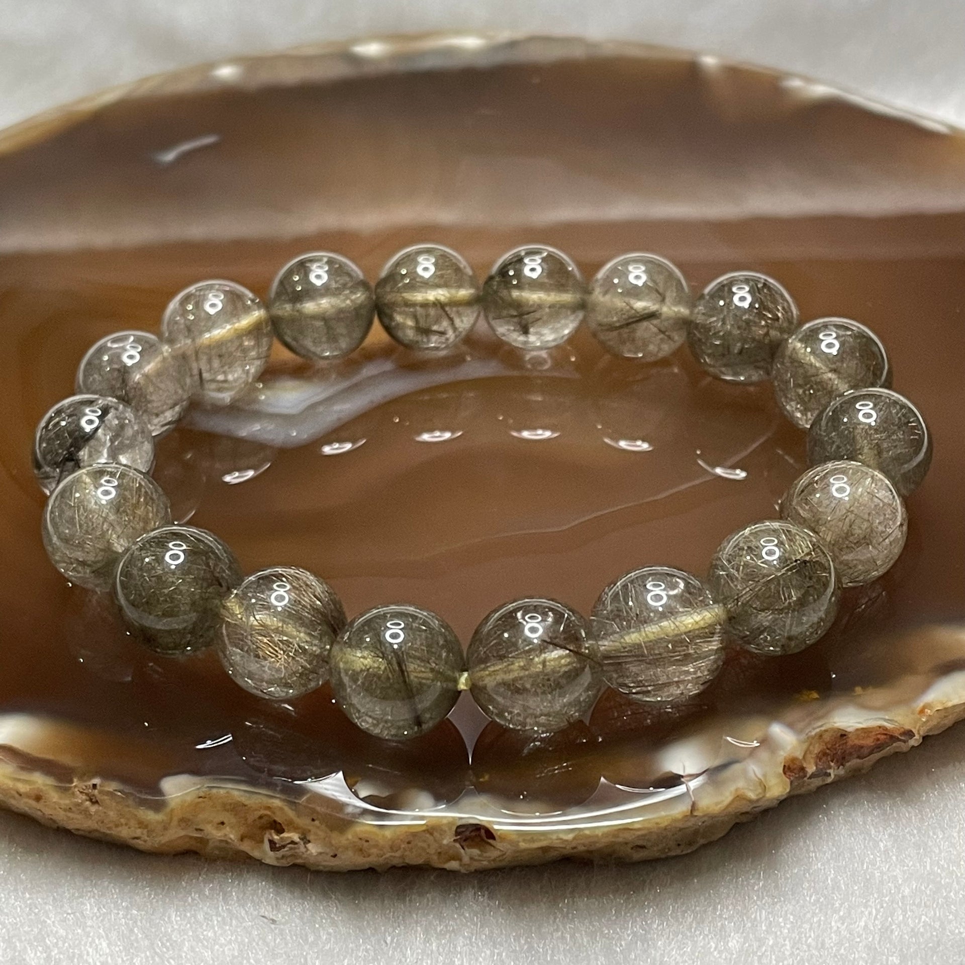 Natural Copper Rutilated Quartz 銅髮晶 39.49g 11.8mm/bead 18 beads - Huangs Jadeite and Jewelry Pte Ltd