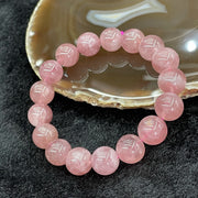 Natural Rose Quartz 玫瑰石英 Bracelet - 17 beads 47.85g 12.9mm/bead - Huangs Jadeite and Jewelry Pte Ltd