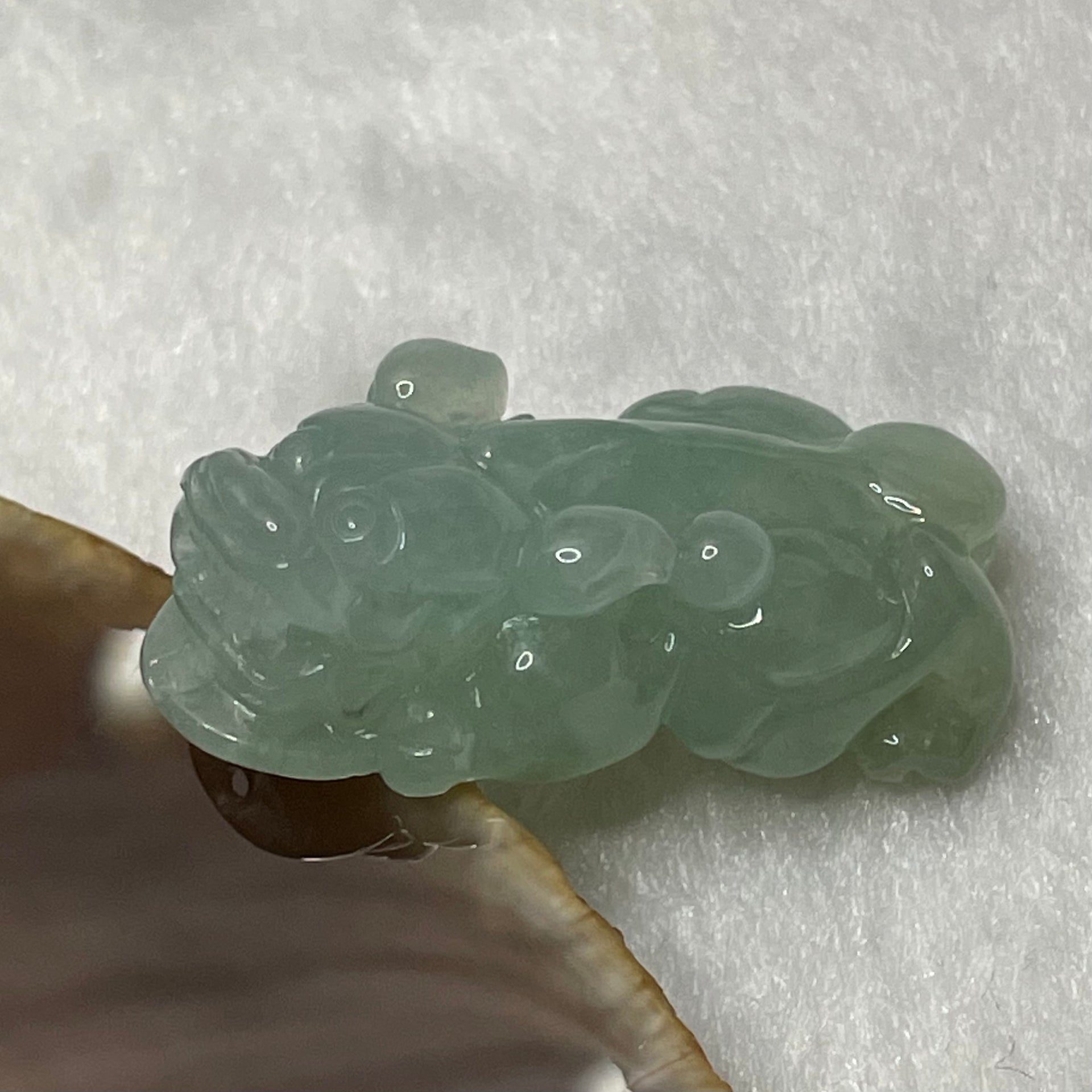 Type A Light Green Jade Jadeite Pixiu Charm - 15.43g 36.0 by 18.7 by 12.2mm - Huangs Jadeite and Jewelry Pte Ltd