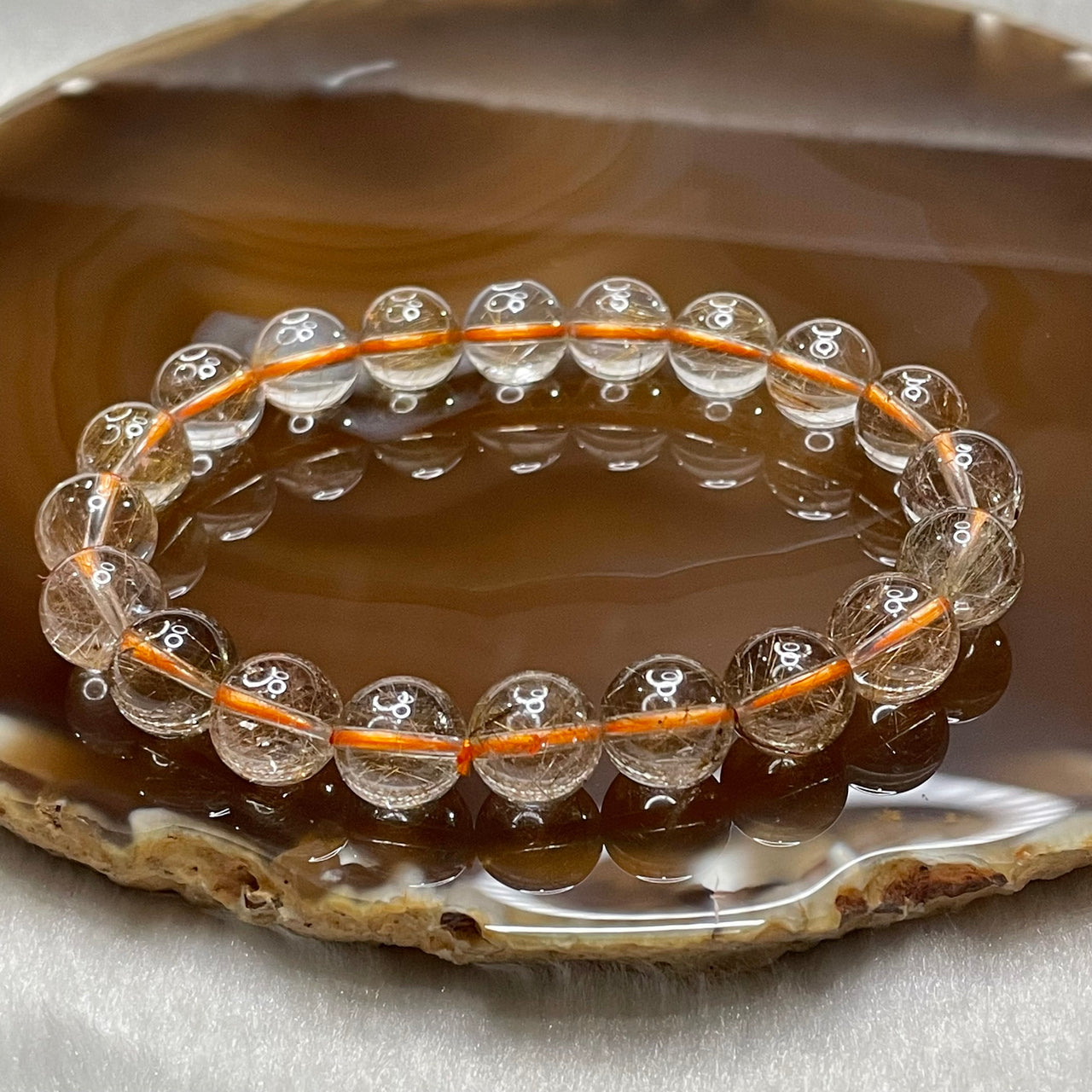 Natural Copper Rutilated Quartz 銅髮晶 25.36g 9.9mm/bead 20 beads - Huangs Jadeite and Jewelry Pte Ltd