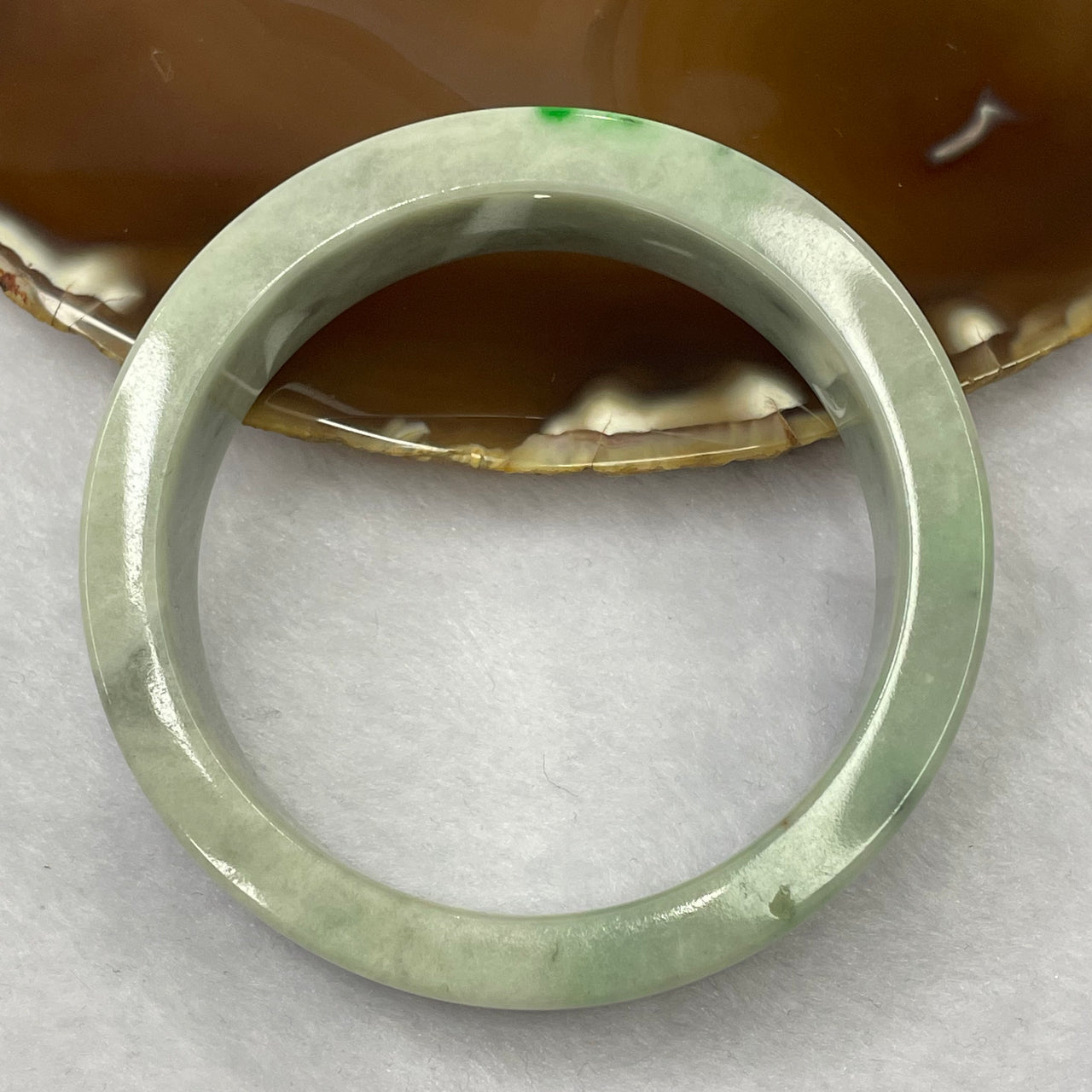 Type A Green Jadeite Bangle 84.80g inner diameter 57.8mm 17.0 by 7.6mm - Huangs Jadeite and Jewelry Pte Ltd