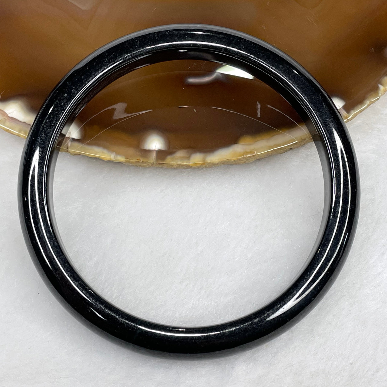 Type A Black Jadeite Bangle 38.86g inner diameter 60.7mm 9.2 by 7.6mm - Huangs Jadeite and Jewelry Pte Ltd