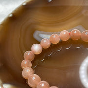 Natural Sunstone Crystal Bracelet 太阳石 17.04g 8.4mm/bead 23 beads - Huangs Jadeite and Jewelry Pte Ltd