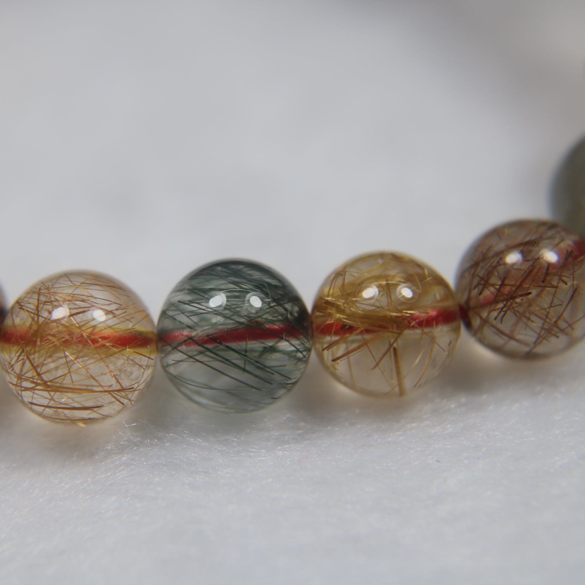 Natural Mixed Rutilated Quartz 彩发晶 Beads Bracelet - 28.46g 10.1mm/bead 20 beads - Huangs Jadeite and Jewelry Pte Ltd